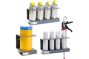 Amberquip Spray Can Rack, Silicone Tube & Hand Wipes Holder. Triple Pack Grey PVC. Ideal For Van Storage & Workshop
