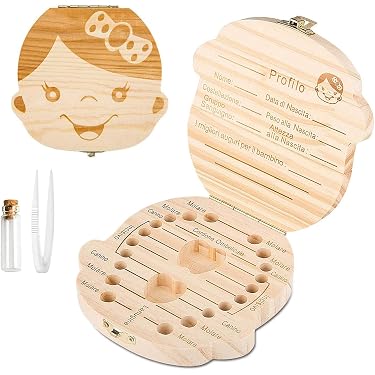 Scatolina Dei Denti Da Latte In Legno - Regalo Magico Per La Fatina Dei Denti
