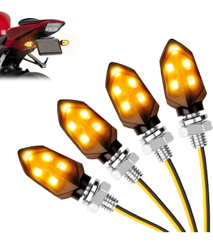 Clignotants Moto LED 4 Pièces – Super Luminosité, Homologués E-Mark ECE R50, 12V, Mini Design Noir Élégant