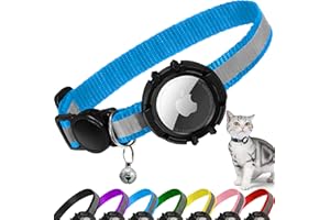 JIARUI Airtag Katzenhalsband Breakaway, Reflektierendes Kätzchenhalsband mit Apple Air Tag Halter und Glocke, Leichte Tracker-Katzenhalsbänder für Mädchen, Jungen, Katzen, Kätzchen, Welpen (Blau, S)