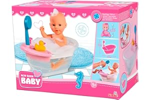 Simba New Born Baby Bañera con Ducha, con función de Bombeo y Pato de baño, para muñecas de 30-43 cm, 32,5 cm, Accesorios para muñecas a Partir de 3 años