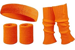 Carnavalife Disfraz Años 80 Mujer Adulto con Cinta de Pelo+Muñequeras+Calentador de Pierna Color Neon Gym, Accesorios Años 80, Bandas Cintas Deportivas 80S