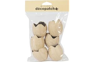 DÉCOPATCH Decopatch AC897C - Confezione da 6 uova rotte Idrorepellente da decorare in cartapesta Marrone - Decorazione da tavola- FAI DA TE e Hobby Creativi - Pack: 15x5,5x21 - Uova : 5x5x5,3 cm