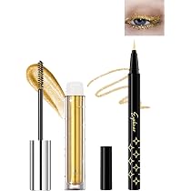 Silberne Glitter Wimperntusche & Eyeliner Set – Wasserfest, Lang Anhaltend, Für Partys & Cosplay