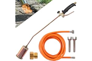 FEPRO Quemador de gas con manguera de 5 m y accesorios, 58 kW, ideal para destruir malas hierbas, encendedores, soldar betún y mucho más.