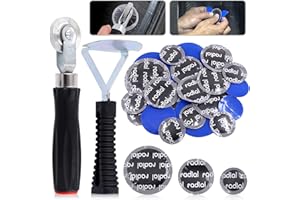 Glarks Kit de herramientas de reparación de neumáticos de 25 piezas, incluye rodillo de parche de neumáticos, raspador de forro interior de neumáticos y perforación de neumáticos de goma natural