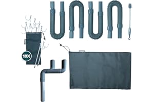 Colapz Caravan Accessories Bundle - Collapsible, Flexible and Extendable Waste Pipe System for Caravans (4 X 1m Pipes, Carry Bag, Cleaning Brush, Adaptor and 10 Positioning Rock Pegs)