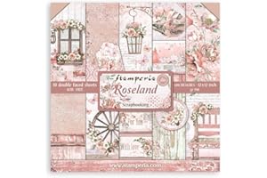 Stamperia Roseland Lot de 10 feuilles pour scrapbooking 30,5 x 30,5 cm, rose bonbon
