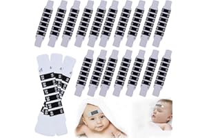 KSJEHW 20 Piezas Tiras de Termómetro, Termómetro Digital Frente, Bebés Tira de Temperatura, Pegatina Portátil Reutilizable para Control de Temperatura de Bebé Adulto, Termómetros de Viaje para Bolso