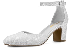 PIZZ ANNU Zapatos Mujer Comodos Vestir Chunky Punta Redonda Tira de Tobillo Tacones Fiesta y Salon EU 36-42