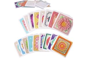 MECCTUCK Lot de 50 Cartes Granny Square avec Photo au Crochet - Designs pour Couvertures Personnalisées pour Adultes Débutants