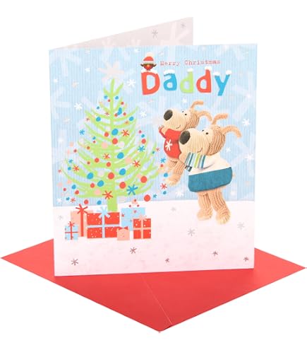 Hunts England Biglietto Di Natale Per Futuro Papà – “Happy Christmas Daddy From The Bump”, Con Messaggio “I Can't Wait To Meet You”, Formato 148x148 Mm Con Busta