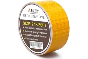 AISEY 2" X 30'ft Reflective Tape Yellow Hazard Caution Warning Stickers for Auto Cars Motorcycles Helmets - Reflector Tape Yellow Outdoor