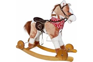 Famosa Softies 760013062 Rocker Horse with Wheels and Sound, Multicoloured, 65 x 30 x 72 cm