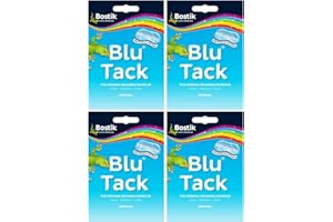 Adhesive BLU TACK Original Bostik Reusable Sticky Blue Home School Office Walls Hacks NO Marks Safe Craft Art Clean Handy, Alternative to Pins & Tape, DIY Strong Hold Stretching (4 x Packs BLU TACK)