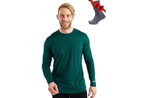 Merino.tech Camiseta Lana Merino Hombre - Deportiva Ropa Térmica 100% Lana Merino Ligero, Medio, Pesado con Calcetines