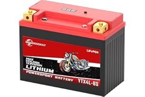 MOUDENSKAY Batería de Litio Para Moto, Bateria Litio 12v Motocicleta con BMS, 32WH 2.5Ah 180-240CCA YTX4L-BS LiFePO4 Motor de Arranque de la Batería Para Motocicleta, ATV, UTV, 4 Wheeler, y más