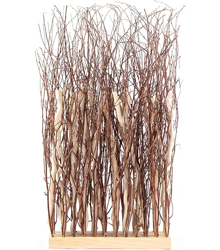 Paravent 3 Parties En Osier Blanchi - 170x120cm, Séparation De Pièce, Décoration Naturelle