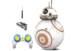 GESMAY RC BB8 Robot Toys, 2.4G Remote Control Robot, 360° Rolling Ball Droid with Sound Effects & Colorful Lights, Interactive RC Mini Figure Model for Kids, Gifts for Children and Collectors