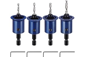 Faankiton 4 Piezas Juego de Brocas Avellanadoras, Herramienta de Chaflán de Madera, Broca Avellanadora Madera, Juego de Taladro de Cono avellanado, Brocas Biseladas Ajustables con Llave Hexagonal