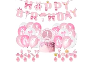 BTRONSN 32 PCS Birthday Party Decorations,Party Supplies Happy Birthday Banner,Latex Balloons,Cake Toppers,Cupcake Toppers,for Kid's Birthday Party Decoration