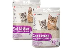 FLAMINGO SAMORE 2x15 kg Flamingo Katzenstreu Bentonitstreu mit Babypuderduft