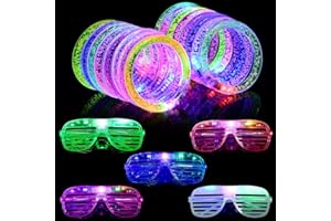 AUAUY Świecące w ciemności artykuły imprezowe LED, zestaw bransoletek LED z świecącymi okularami LED, artykuły imprezowe dla dzieci i dorosłych, Święto Dziękczynienia, Boże Narodzenie, urodziny (10