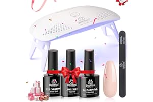 BEETLES GEL POLISH Beetles Nackt Nagellack mit UV Mini Nagellampe und Base Gel Top Coat Starter Kit, Nudefarben Nagellack Set mit Lampe Nagelfeile Soak Off LED Lampe mit Nagelfeile DIY Maniküre zu Hause