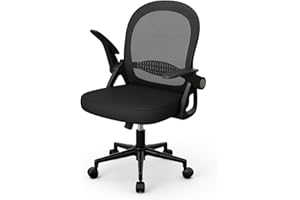 rattantree Ergonomischer Bürostuhl, Schreibtischstuhl mit Atmungsaktiver Rückenlehne, Höhenverstellbarer, Netzstuhl mit Hochklappbaren Armlehnen, Computerstuhl, 360° Drehstuhl für Büro, Zuhause