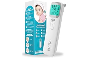 Elera Ear Thermometer for Kids, Baby Thermometer with Forehead and Ear Mode for Adults, Infant, Kids and Toddler, Touchless and 1 Second Reading with Fever Alarm and Mute Function