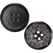 Lot De 50 Petits Boutons En Bois Noirs Ronds - 9 Mm, 4 Trous, Pour Couture Et Bricolage