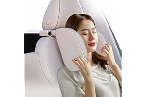 Goodatech Reposacabezas Coche Ajustable 360° Cuero Transpirable - Almohada de Viaje para Cabeza y Cuello, Adultos y Niños (Gris)
