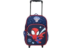 VADOBAG Spidey Trolley Spider-Man, 38 cm Kinder Rucksack Handgepäck Koffer, Navy