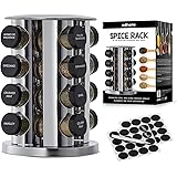edihome, Porta Spezie per Cucina, Girevole, 360º, 16 Barattoli di Spezie, con Coperchi e Dispenser Individuali, Organizer, co
