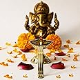 Klassic Home Decore Large Brass Aarti Diya | 5 cm Hight, Hiqh-Quality Brass, Long Handle, Pooja Lamp | Best for Pooja Purposes, Diwali Festival Temple Decoration (Pack of 1, Gold)