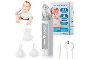 EUJAM Aspirador Nasal para Bebés 6 Velocidades Sacamocos Bebe Electrico Baby Nasal Aspirator para Bebe, Aspirador Nasal Eléctrico para Niños, con 3 Puntas Relajante de Música y Luz de Colores