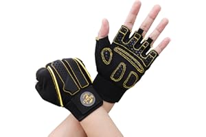 BARST Fingerless Work Gloves for Men Women, Dexterity Half Finger Cycling Glove Breathable TPR Mechanic Gloves for Gym, Training, Weight Lifting
