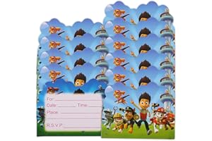 Qemsele inviti Compleanno Bambini, 30 Inglese Inviti Battesimo con Buste Biglietti Cartoline per Bambini, Ragazze Festa di Compleanno e Baby Shower (4,3 * 5,5 Pollici (11 * 14 cm), Dog)