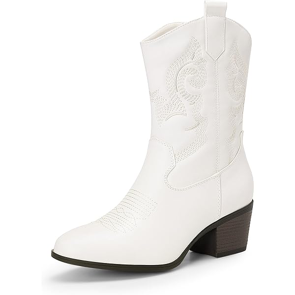 Cowgirl cowboylaarzen voor dames, blokhak, PU-leer, westerse bruiloftsschoenen, BRON, 36 EU