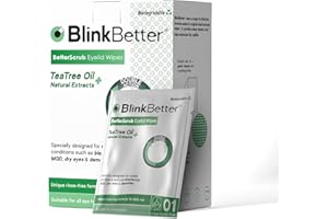 BlinkBetter Tea Tree Oil Eyelid Wipes- Natural Blepharitis, MGD & Dry Eye Relief Wipes | Cleansing, Soothing, Dual-Textured, Triple Moisture Formula | Biodegradable & Gentle - 20 Wipes