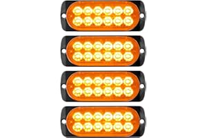 RIGIDON 4Pcs 12 Led Ambre Feu de freinage stroboscopique, Balise clignotante de sécurité 12V 24V Barre lumineuse led pour voiture véhicule utilitaire bateau remorque caravane
