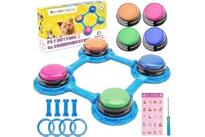 Pleasantsong Dog Buttons Talk Training, Recordable Training Buttons for Dogs, Dog Training Buzzers, Pet Voice Recorder for Training Easily, Dog Gift, Dog Interactive Toy - 4 Pieces