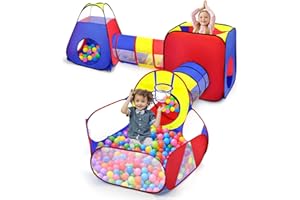 Opret 5 in 1 Pop Up Play Tent with Tunnel and Ball Pit for Kids, Foldable Playhouse for Indoor/Outdoor Crawling with Portable Storage Bag, Birthday Gift for Boys and Girls
