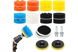 FCAECY 22 Pcs Car Drill Polishing Pads 3 Inch, Car Buffing Pads for Drill with M10 Drill Adapter, Drill Buffer Polisher Attachment Kit Sponge Polishing Polisher Drill Adapter for Car Polishing and Waxing