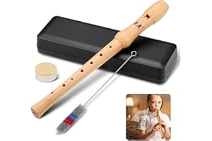 Mailfull Flûte à Bec Soprano en Bois Cle de Do Soprano Enregistreur 8 Trous avec Tige de Nettoy Flute en Erable pour Eleves et Debutants