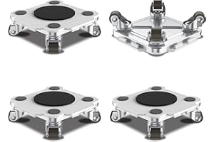 ONEON Mover de Muebles Pro 4-Pack con Carritos Mejorados y Ruedas de TPE Personalizadas - Transporte sin Esfuerzo de Muebles Pesados (Gris Claro: Solo 4 carretillas)