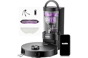 Eureka E20 EVO Plus Robot Aspirador y Fregasuelos 10000 Pa con Base Autovaciado, Navegación Láser, Duración de Batería 180 Min, Aspiradora Inteligente Antienredo para Suelos Duros, Alfombras, Pelo