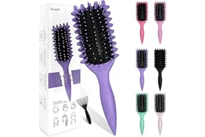 Sularpek Curly Hair Brush, Curl Defining Brush, Shaping Curls Boar Bristle Styling Hairbrushes for Women and Men (Purple)