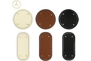 Anruyi 6Pcs Crochet Bag Bottom Base Set - PU Leather Oval (21*10cm) & Round (15cm) Bases - Beige, Brown, Black - DIY Bag Accessories