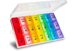 ZVZM Pill Box Organiser, Pill Boxes 7 Day 3 Times a Day, Tablet Organiser, Dosette Box, Medication Organizer, Weekly Pill Box 7 Day, Medication Storage Box for Fish Oil/Vitamin